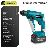 NEWBENY 10mm Mini Brushless Electric Hammer Drill 2 Modes Cordless Efficient Impact Drill Power Tools For Makita 18V-21V Battery 2