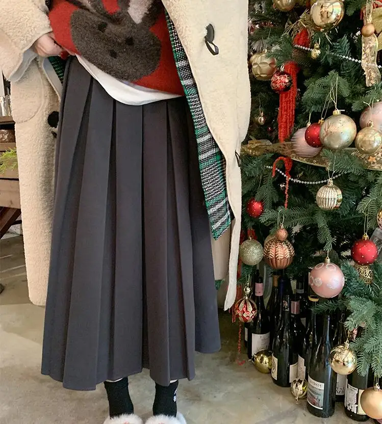 spring fashion pregnant women leisure midi skirts high waist maternity belly skirts long slim pregnancy pleated