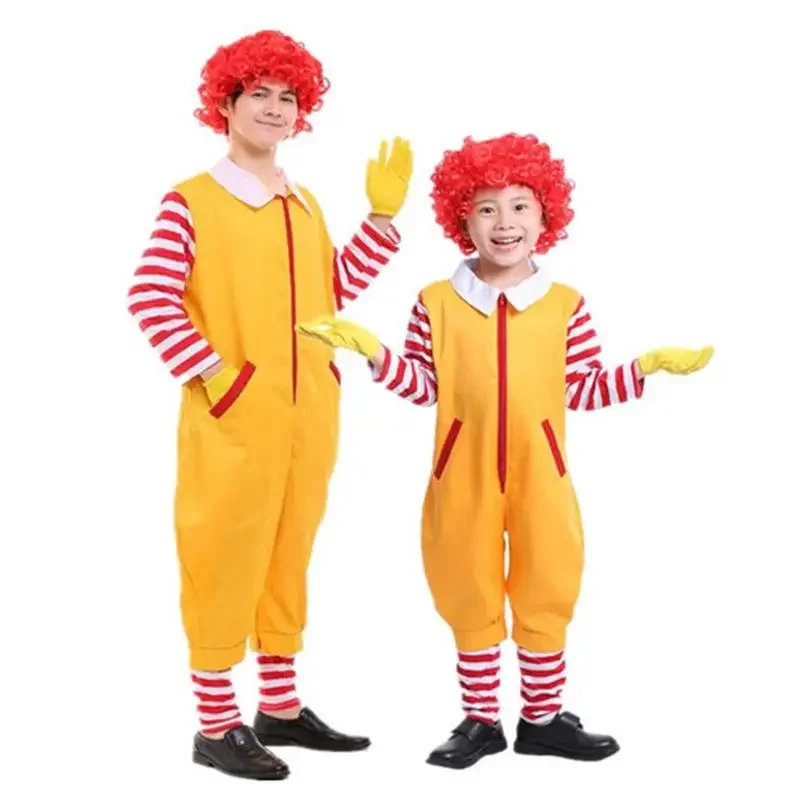 

Костюм клоуна для детей и родителей, реквизит для представлений на сцене, одежда клоуна для детей, цвет желтый, Хэллоуин, Рождество