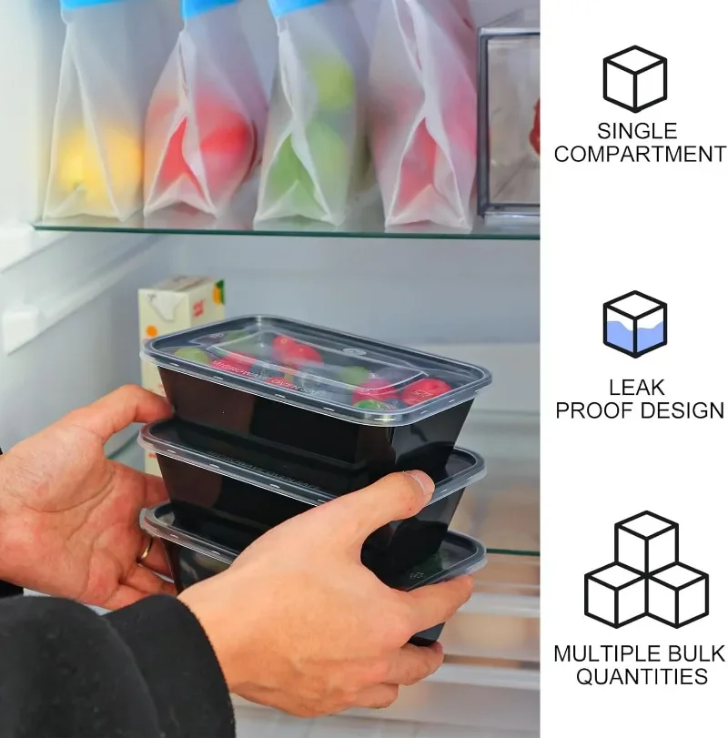 10/20Pcs Disposable Plastic Lunch Box with Lid, Black Food Containers for Fruits, Veget... - SKU DPLB2117 - UGI Packaging