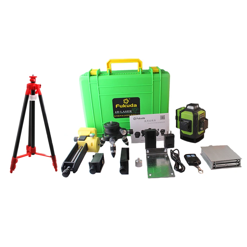Fukuda Rotary Laser Level 360 16 Lines 4D Green Beam Cross Line Laser leveler Self-Leveling Horizontal Vertical Indoor Outdoor laser level