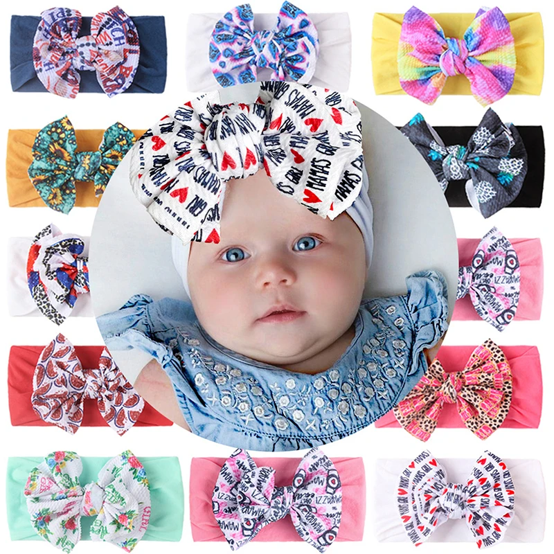 1pcs 0-4Y Baby Headband Elastic Bowknot Bohemia Infant Turban Girl Soft Cotton Headwear Cute Princess Newborn Hair Accessories baby accessories basket