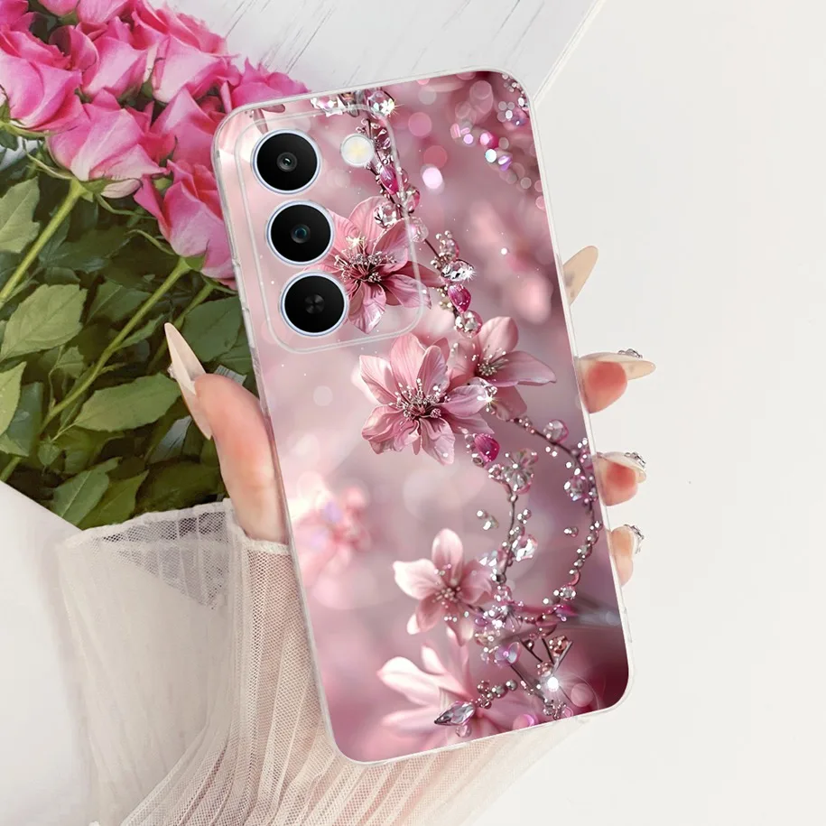 Floral Bow Bumper Soft Silicone Clear Phone Case Cover
