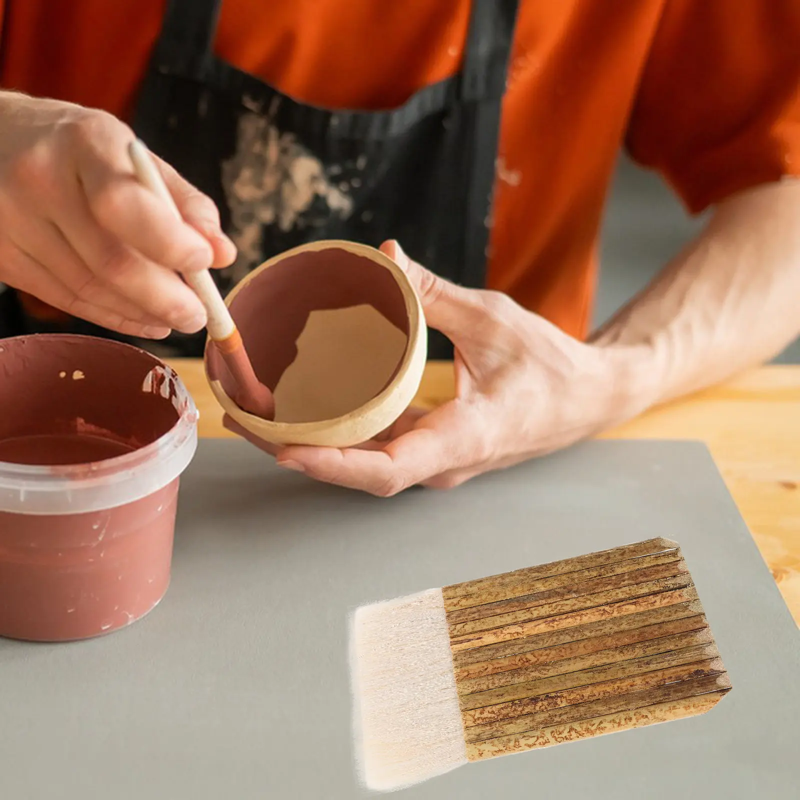 2개 세트 아티스트 하케 브러쉬, 대나무 손잡이, 양모, 수채화, 유화, 아크릴, 캘리그라피, 스케치, 도예, 세라믹 글레이징용