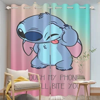 Stitch Curtain Cartoon Window Decoration 100% Polyester Shade Curtains Bedroom Living Room Home 2 Tablets 2