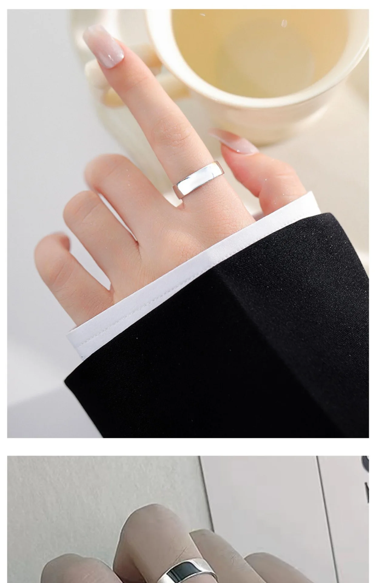 Neue Einfache Kreative Glatte 925 Sterling Silber Schmuck Temperament Runde Inisex Mode Beliebte Öffnung Ringe R175 – Detail 4