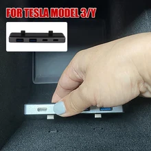 

Car USB Extender for Tesla Model 3 Model Y 2021 Interior USB Hub 5V/3A Charger 4 Ports USB Adapter Splitter Auto Accessories