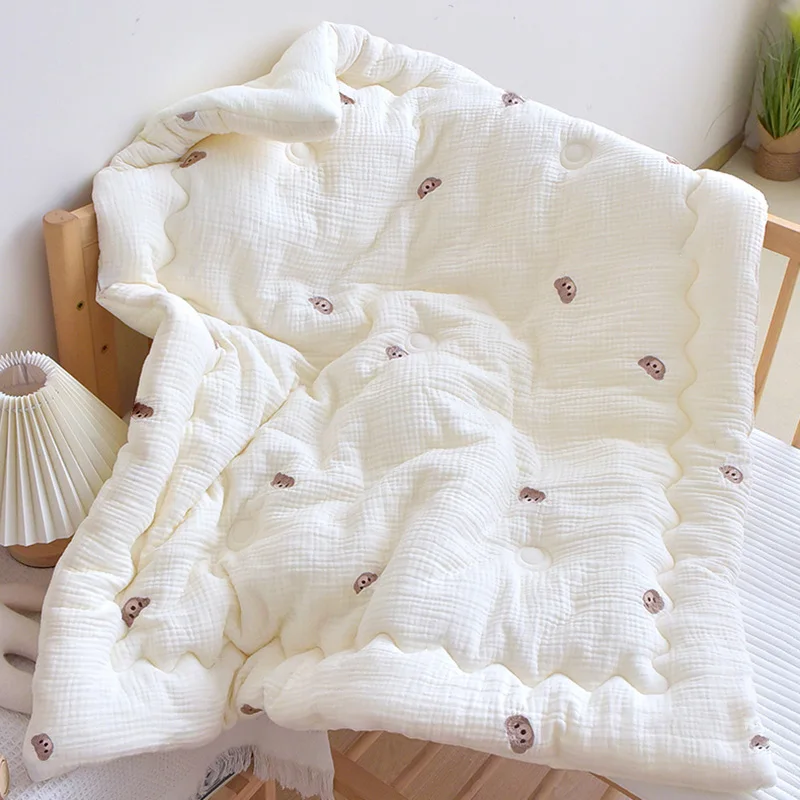 Soft Cotton Winter Quilt for Baby Crib Bedding Cartoon Embroidery Baby Comforter Thick Kindergarten Air Conditioning Blanket