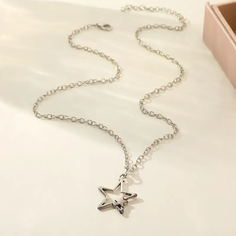 Täglicher Schmuck Machen Sie eine modische Vintage-Pentagramm-Anhängerkette aus schwarzem Seil_voghion.com