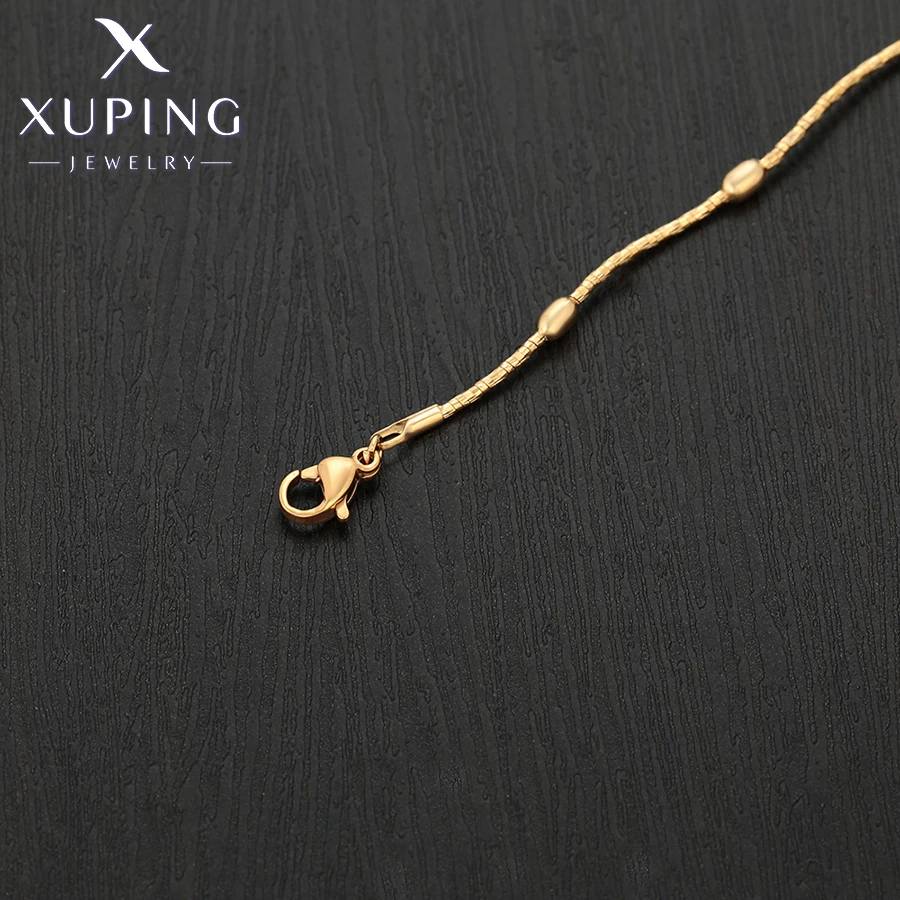 Xuping Schmuck Neue Ankunft Elliptische Perlen 43 cm Gold Farbe Choker Halsketten für Frauen Exquisite Geschenk X 001019834 – Detail 14