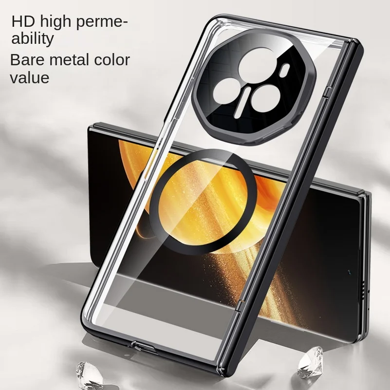 MagSafe Magnetic Transparent Privacy Screen Tempered Glass Protector with Spring Hinged Back Cover