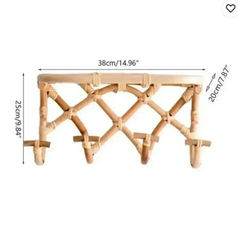 1pc Rattan Home Storage Set Wall Hooks Hangers Kids Clothing Box Hat Rack Multi-Use Organizer for Daily Necessities Garments