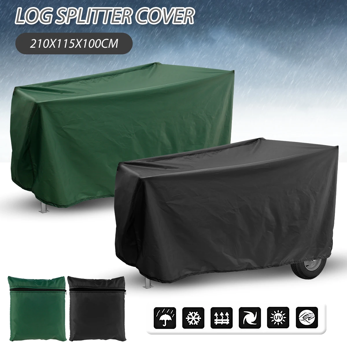 

Log Splitter Cover Waterproof 210D Oxford Cloth Logging Separator Cover with Drawstring Weather-Resistant Dustproof Storage