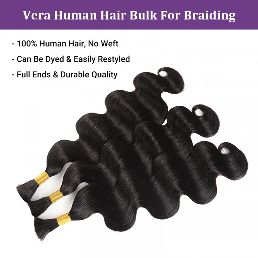 Human Braiding Hair Body Wave Bulk Human Hair For Braiding No Weft 10A Brazilian Curly Human Hair Extensions For Boho Braids 3