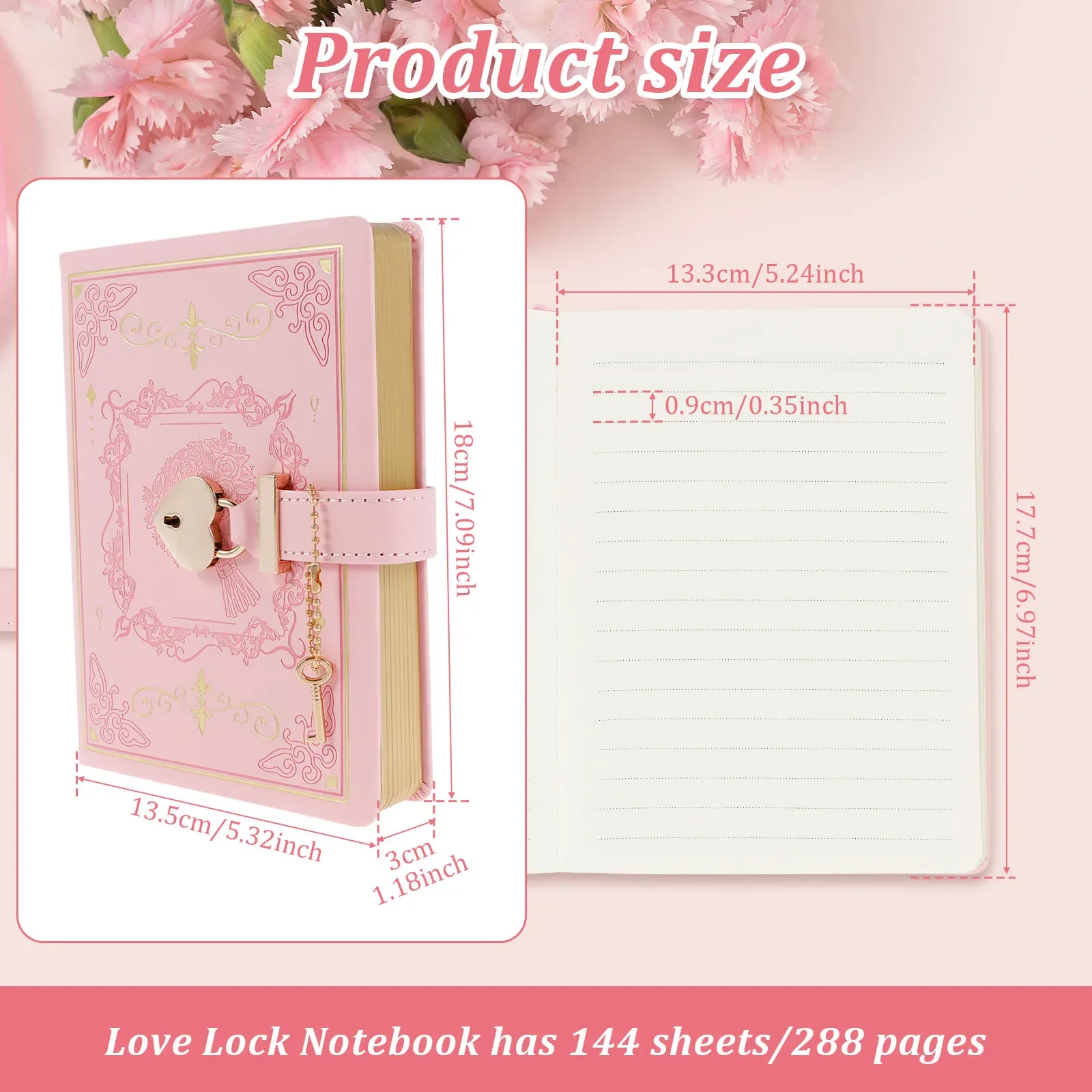 Lock Diary PU Leather Secret Journal With Lock And Key 288 Pages Refillable Notebook Secret Diary For Women Girls Personal