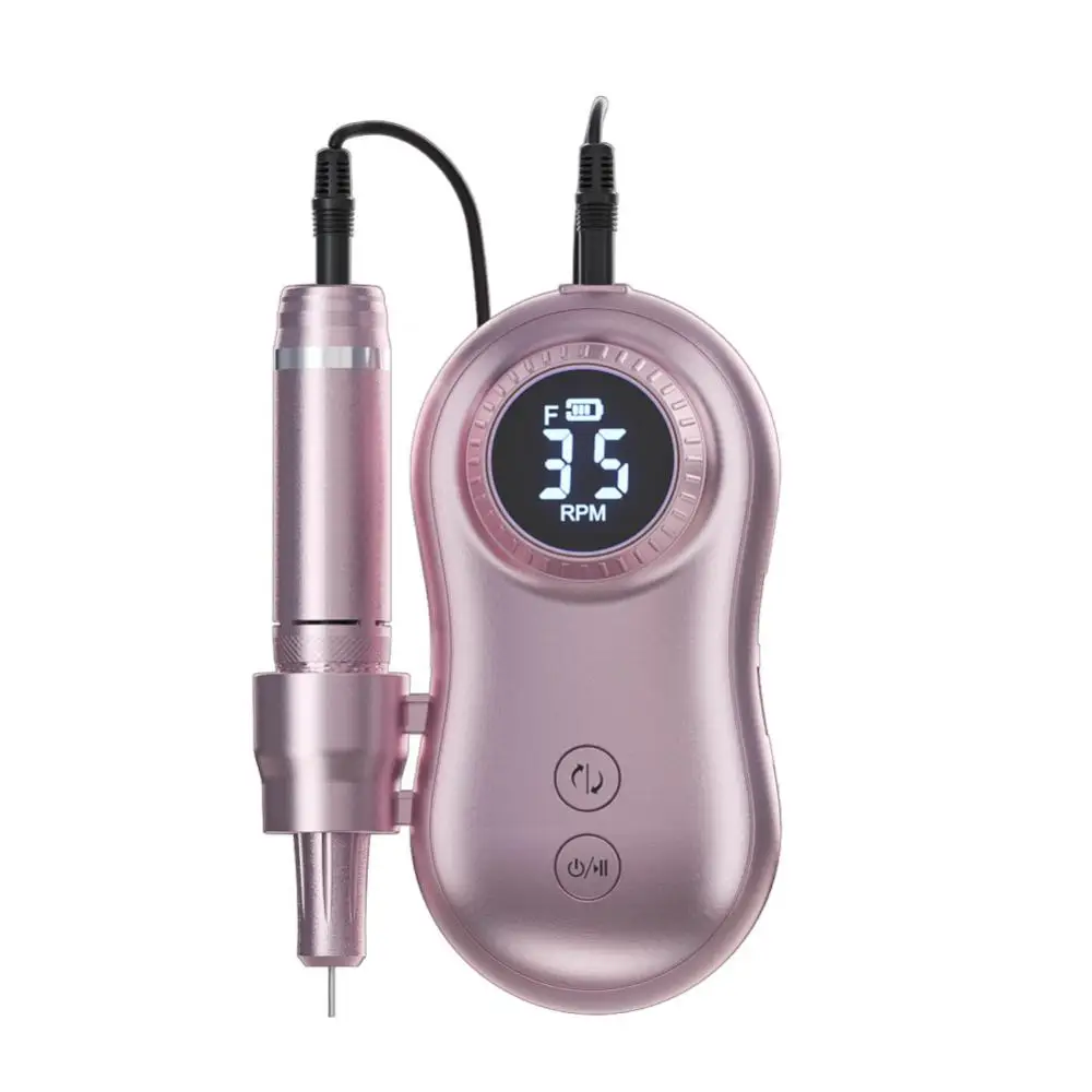 전문 네일 드릴 머신, 35000RPM 속도, 충전식 매니큐어 페디큐어 도구, LCD 디스플레이 네일 파일, 광택제 손톱용