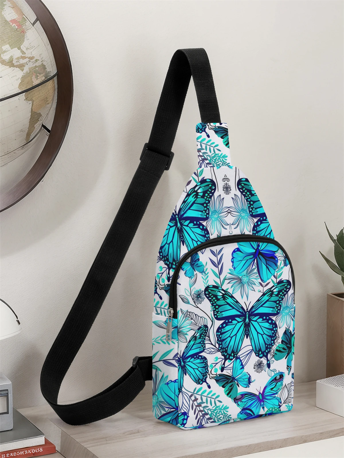 Butterfly pattern chest bag crossbody bag, multifunctional, lightweight, and simple chest bag, suitable for travel