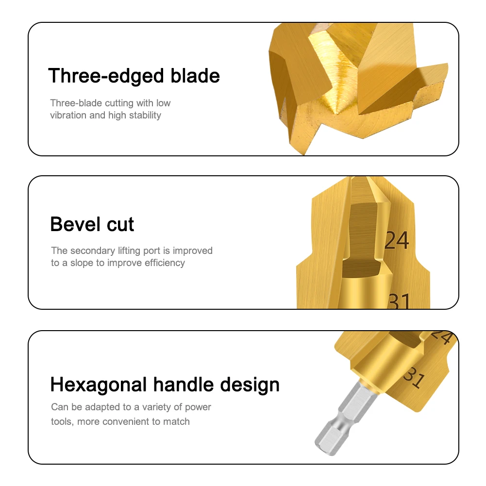 Step drill bit 1-3Pcs PPR Lifting Stepped Drill Bit Hexagon Shank Water Pipe Connection Tool 20/25/32mm