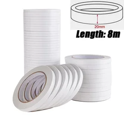 Ultra - Thin Double - Sided Adhesive Tape - 10 Rolls of Strong, Versatile White Tape for Home, Office, and Craft Use (20mmx8m)