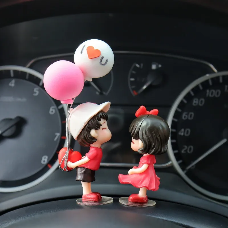 Anime Couples For Car Ornament Model Cute Kiss Balloon Figure Auto