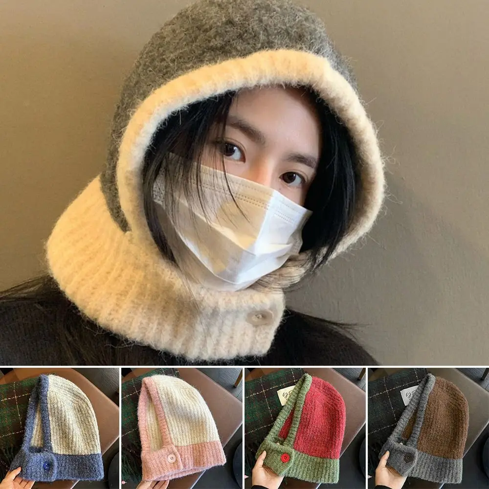 

Balaclava Earflaps Scarf Hat Pilling Resistant Ear Protection Knitted Hat Windproof Autumn Headgear Bomber Cap Outdoor Ski