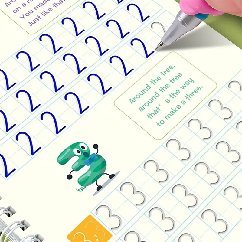 어린이 마법 재사용 가능 따라쓰기 연습장 하드펜 캘리그라피 연습장 홈이 있는 학생용 따라쓰기 공책