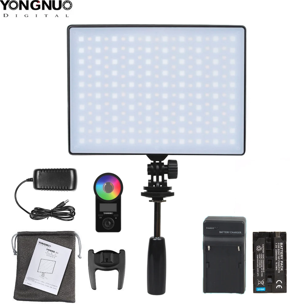 

YONGNUO YN300Air II YN-300 Air Pro RGB LED Camera Video Light Optional with Battery Charger Kit Photography Light + AC Adapter