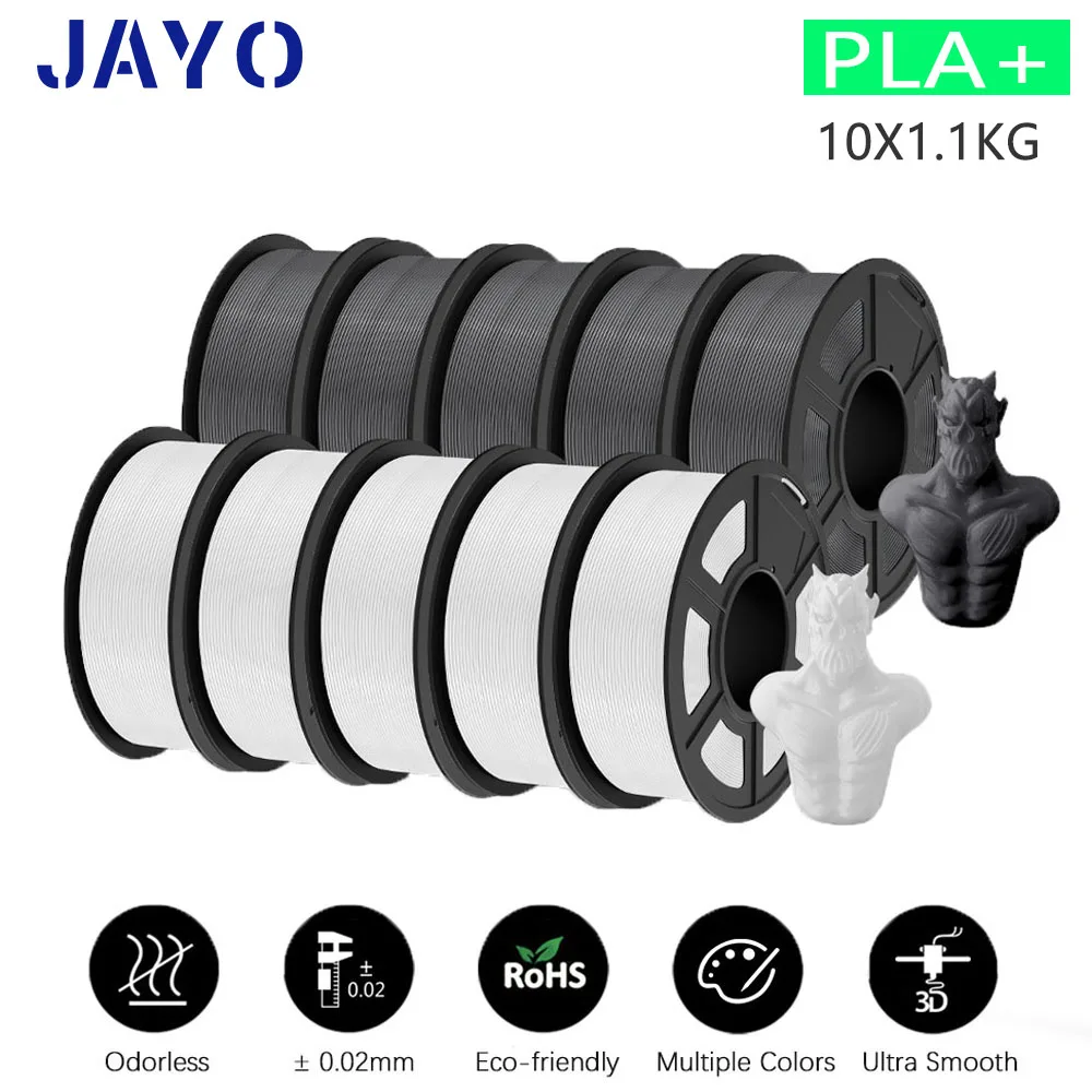 thumbnail image 1 of Filamento PLA/PLA Meta/PETG/PLA PLUS/PLA mate para impresora 3D JAYO de 1,75 mm, 10 rollos, materiales de impresión 3D para impresora 3D y bolígrafo 3D, 1 of 5
