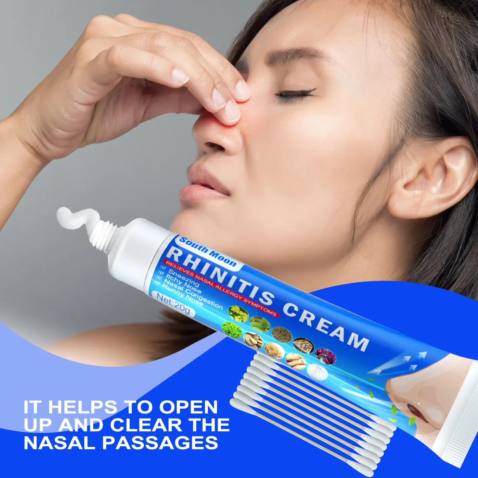Rhinitis nose nasal cream sinusitis treatment allergic rhinitis Congestion Itchy herbal spray sinuses medical 20g