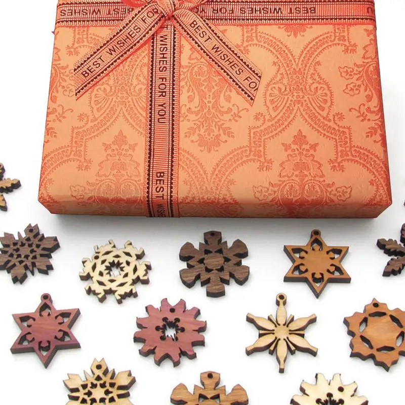 Wooden Snowflakes Decor Wood Snowflakes For Crafts 15 Piece Winter Wood  Snowflake Block Snowflake Tiered Tray Decor Wooden