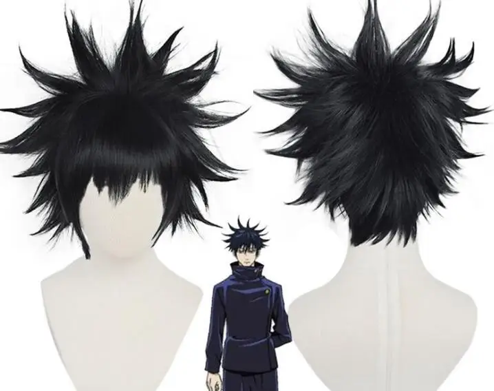 

Парик для косплея из аниме «джутсу», фюсигуро Мегуми для ролевых игр, Хэллоуин, косплей, пудра, короткий взрывобезопасный черный