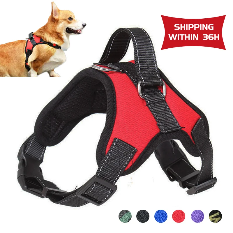 

New Dog Harness Vest Adjustable Pet Chest Strap Reflective Outdoor Training Dog Collars Harness Lead for Small Medium Large Dogs