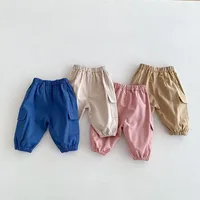 9M-5T Toddler Girls Boys Harem Pants Simplicity Big Pocket Elastic Waist Cool Cargo Pants for 5 Years Baby Trousers 3