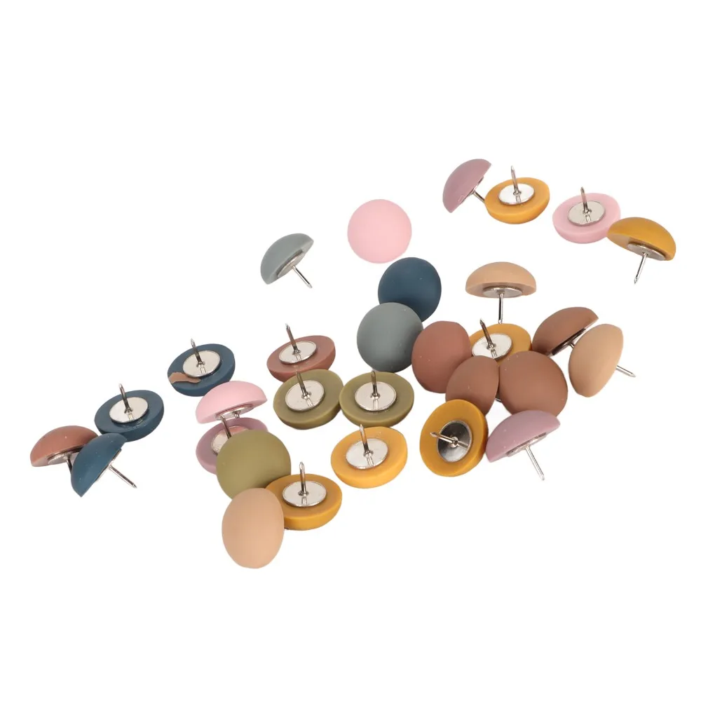 30Pcs 모란디 컬러 라운드 헤드 푸시 핀 장 무광택 라운드 헤드 푸시핀 다기능 반원형 헤드 라운드 헤드 핀