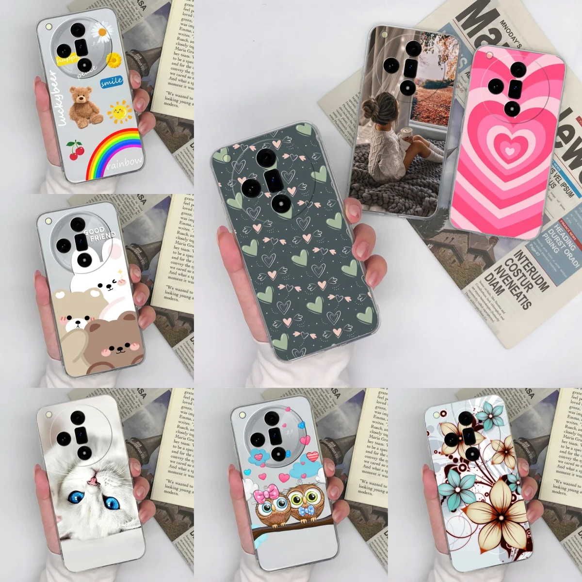 Per Oppo Find X7 Find X7 Pro Find X7 Ultra Case Colorful Love Heart Paraurti Trasparente Per Oppo Findx7 X7Pro X7Ultra Shell Coque