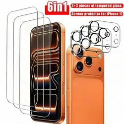 Universal 6 - in - 1 HD Tempered Glass Screen and Camera Protector Set - 6IN1 (iPhone 16)