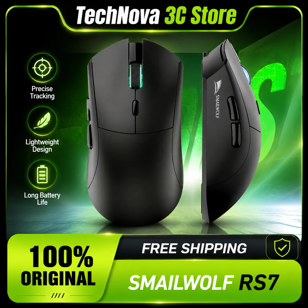 블루투스 무선 게이밍 마우스 SMAILWOLF RS7 20000DPI PAW3311 매크로 드라이버 노트북 데스크탑 오피스 게임
