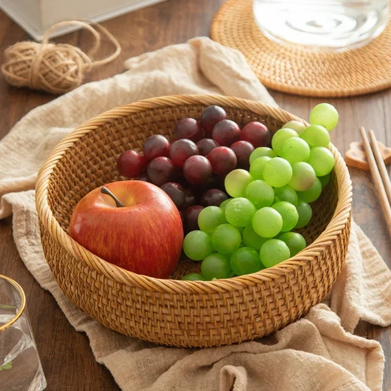 Hand-Woven Round Rattan Basket 1 | Hand-Woven Round Rattan Basket 2