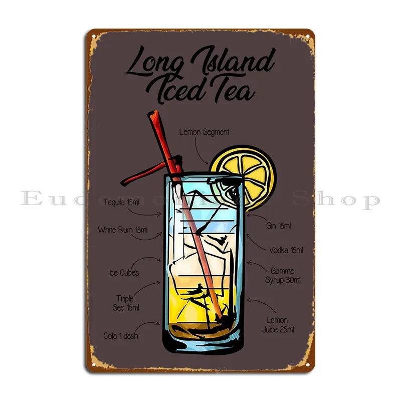 Long Island Iced Tea Cocktail Ricetta Targa In Metallo Club Party Garage Garage Personalizzato Tin Sign Poster