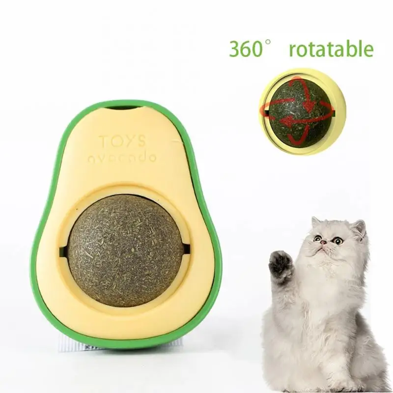 

1Pcs Avocado Catnip Ball Rotatable Pet Toy Mint Ball Wall Stickup Cat Snacks For Kitten Cat Cartoon Pet Teeth Cleaning Supplies