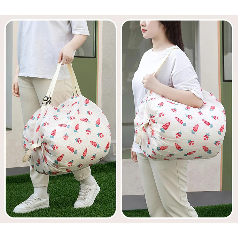 Description Picture 2 of itemPortable Supermarket Shopping Storage Bag Foldable Retractable Environmentally Friendly And Reusable Pouch Ultra-compact