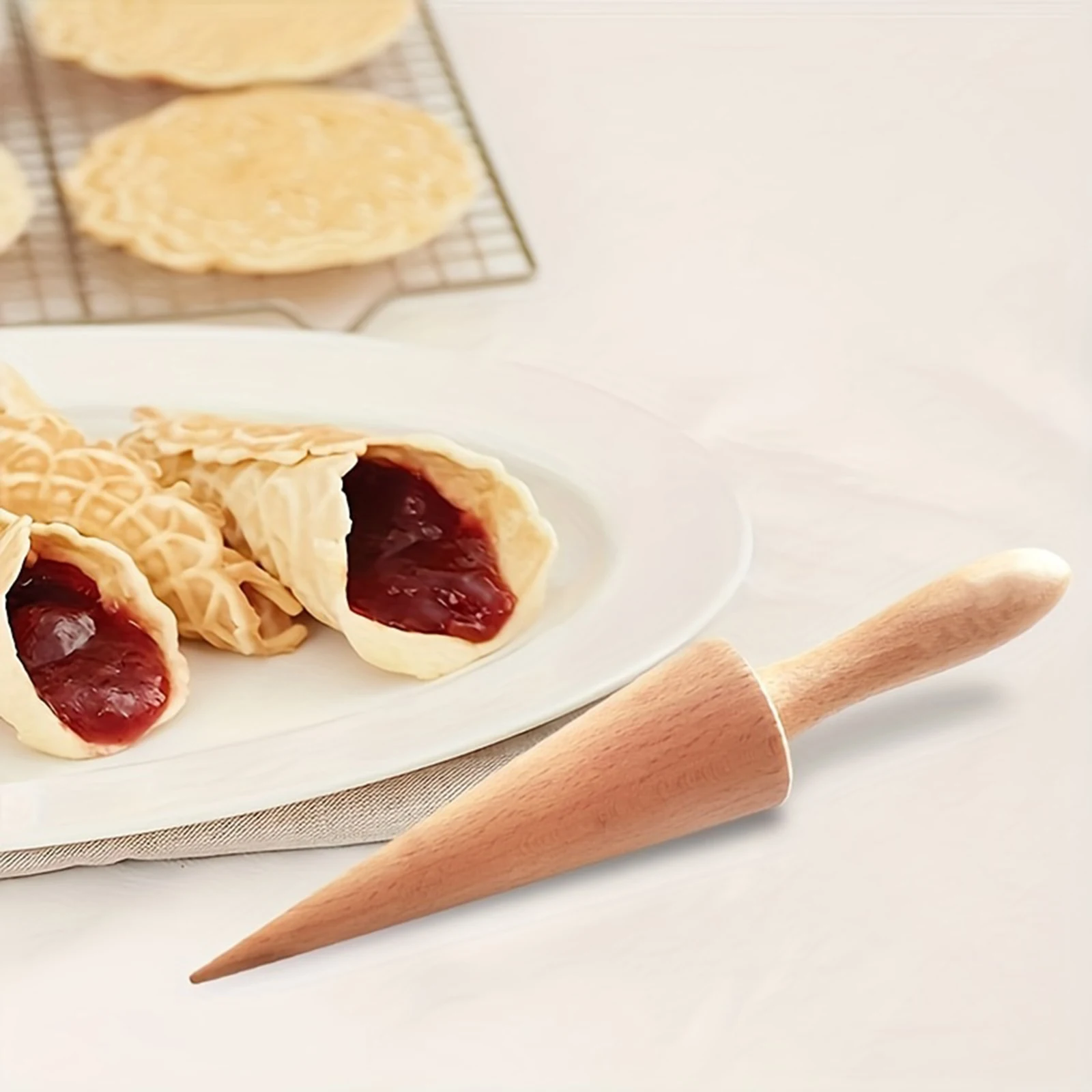 Wooden Egg Roll Ice Cream Cone Mold ice mold DIY Waffle Roller Pastry Mold Kitchen Dessert Tools Baking Accessories