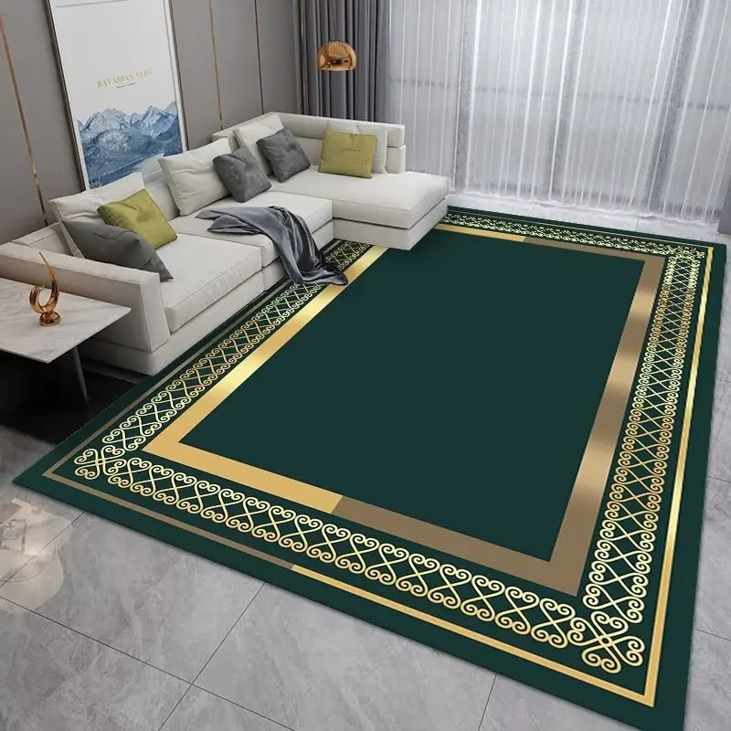 Luxury Gold Frame Carpets for Living Room Nordic Minimalist Geometric Sofa Area Rug Large Soft Non-slip Bedroom Carpet Floor Mat 4