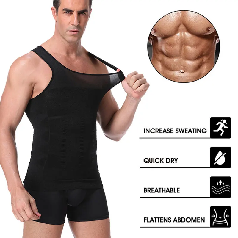 Be-In-Shape Men Slimming Body Shaper Waist Trainer Vest Corset Tummy Control Posture Shirt Back Correction Abdomen Tank Top