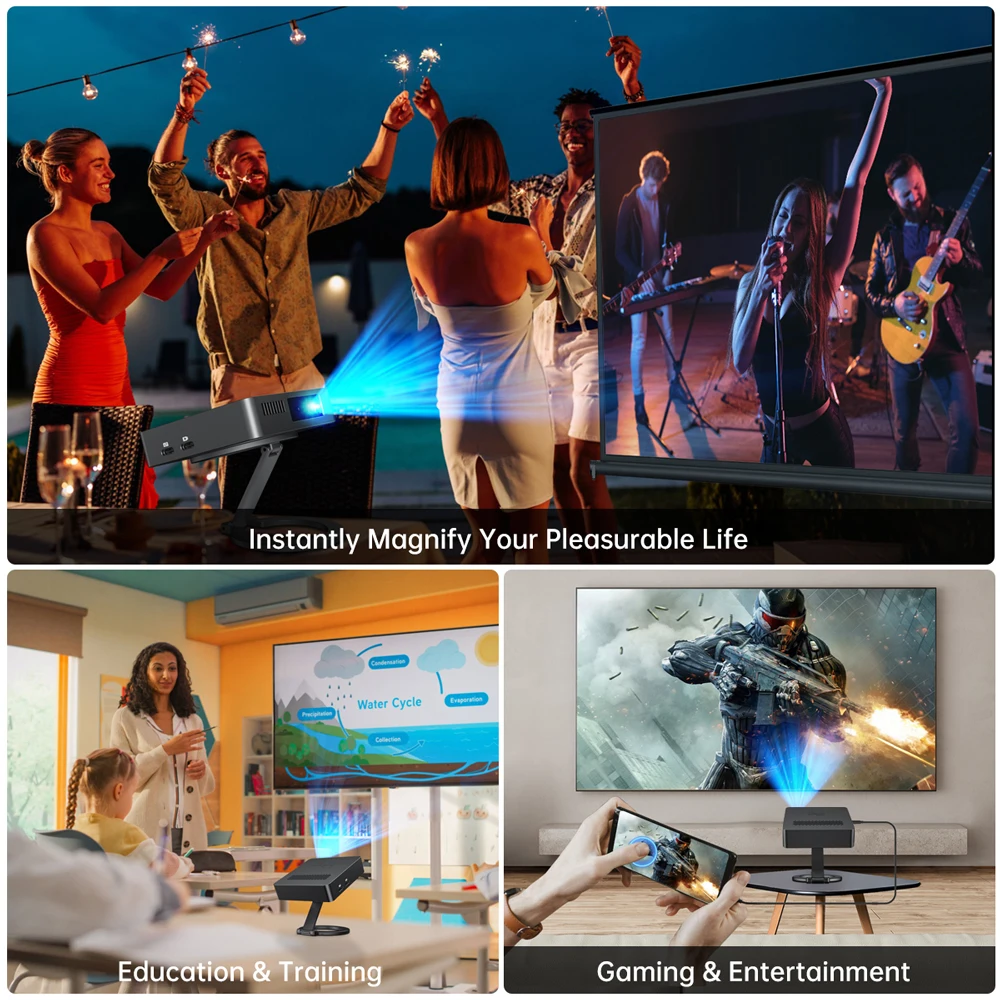 Uniehrtz 8849 MARS Mini Projector DLP Auto Focus Projector Support Laptop, PC, Smartphone Pocket Size Portable Outdoor Projetor