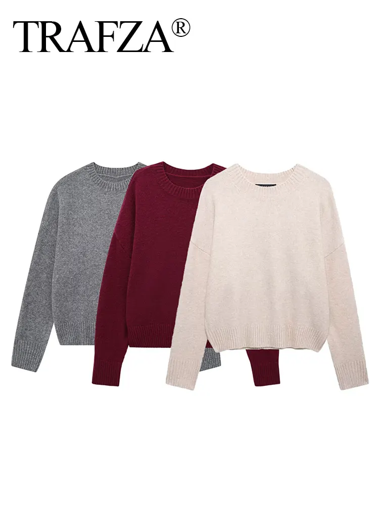 HH Women Fashion Solid O Neck Sweater Autumn Winter Female Loose Casual Long Sleeve Knitted Pullover Office Lady Basic Top