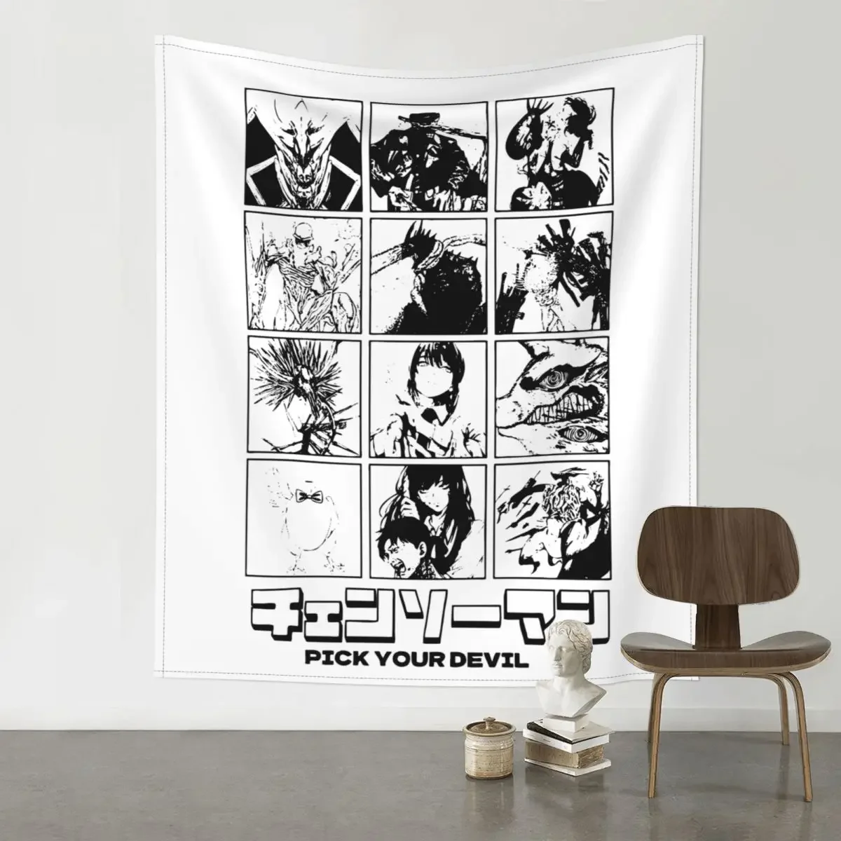 

Chainsaw Man Pick Your Devil Tapestry Wall Hanging Hippie Polyester Wall Tapestry Manga Anime Art Blanket Wall Decor Wall Cloth