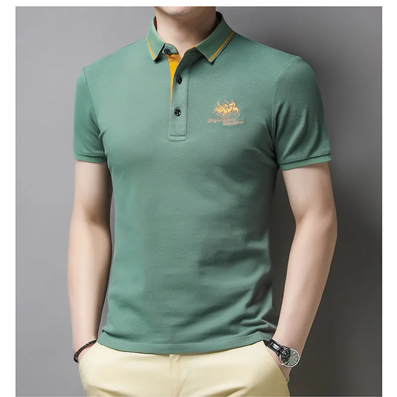 

7 Colors! Summer Men's Embroidery Polo T-shirt Business Casual High Quality Polo Neck Short Sleeve Top Fashion Breathable Tees