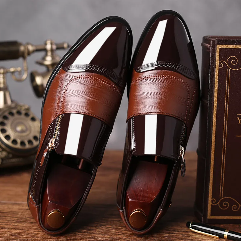 Black Patent Leather Shoes Formal Men Shoes Wedding Shoes for Male Elegant Business Casual Shoes
