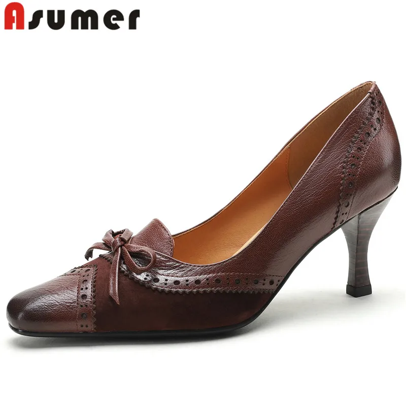 

ASUMER 2024 New Retro Ladies Spring Dress Pumps Butterfly Knot Sheepskin Shoes Woman Slip On Thin High Heels Shoes